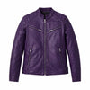Women's Purple Leather Moto Jacket — Slim Fit Biker Style