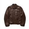 Men's Brown Vintage Leather Jacket – Minimalist Zip Style