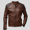 Men's Brown Leather Biker Jacket — Vintage Cafe Racer Style