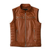 Men's Brown Full Grain Leather Zipper Biker Vest