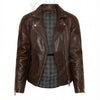 Men's Brown Asymmetrical Leather Biker Jacket — Vintage