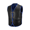 Blue Buffalo Leather Ribbed Vest – Customizable MC Club Vest