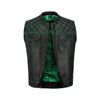 Green Diamond Stitched Cowhide Vest – Custom Biker Vest