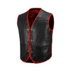 Red Buffalo Leather Ribbed Vest – Customizable MC Club Vest