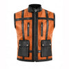 Men's Cognac Utility Leather Vest in Full Grain Cowhide