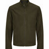 Men's Olive Green Leather Jacket — Slim Fit Biker Style