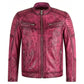 Red leather jacket with zippers on a white background