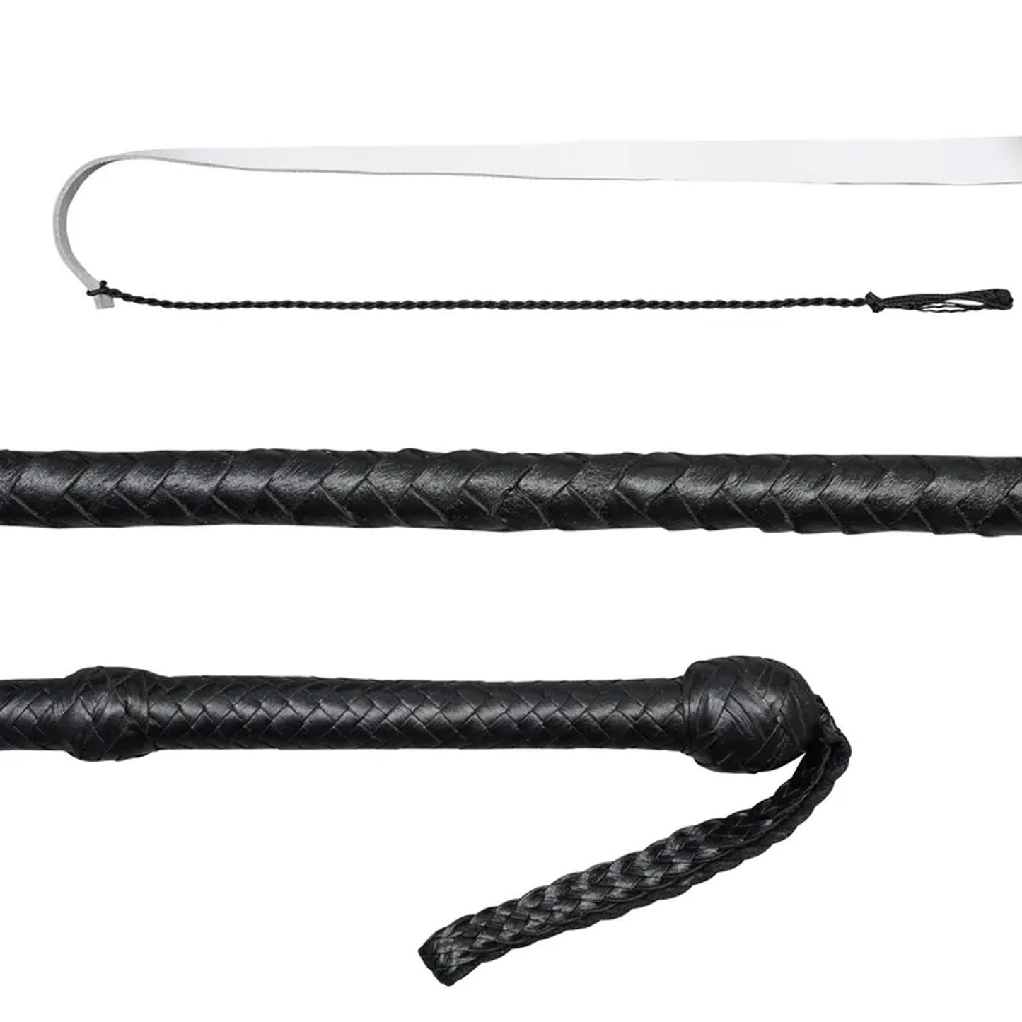 Indiana Jones Deep Black Kangaroo leather Bullwhip – 4ft to 12ft Handmade