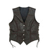 Women's Braided Leather Biker Vest with Adjustable Laces