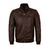 Men's Brown Leather Bomber Jacket — Cafe Racer Biker Style