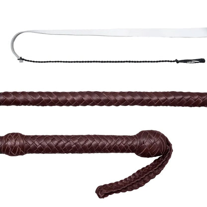 Whisky Brown 12-Plait Kangaroo Leather Bullwhip for professional performance.