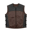 Men's Brown Quilted Leather Biker Vest
