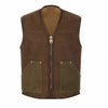 Men's Brown Suede Western Leather Vest with Faux Fur
