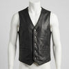 Men's Black Leather Formal Vest with Braided Sides