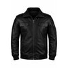 Men's Black Leather Bomber Jacket — Vintage Slim Fit Biker