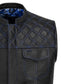Blue Diamond Stitched Leather MC Club Vest – Custom Biker Gift
