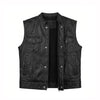 Black Buffalo Leather Ribbed Vest for MC Riders
