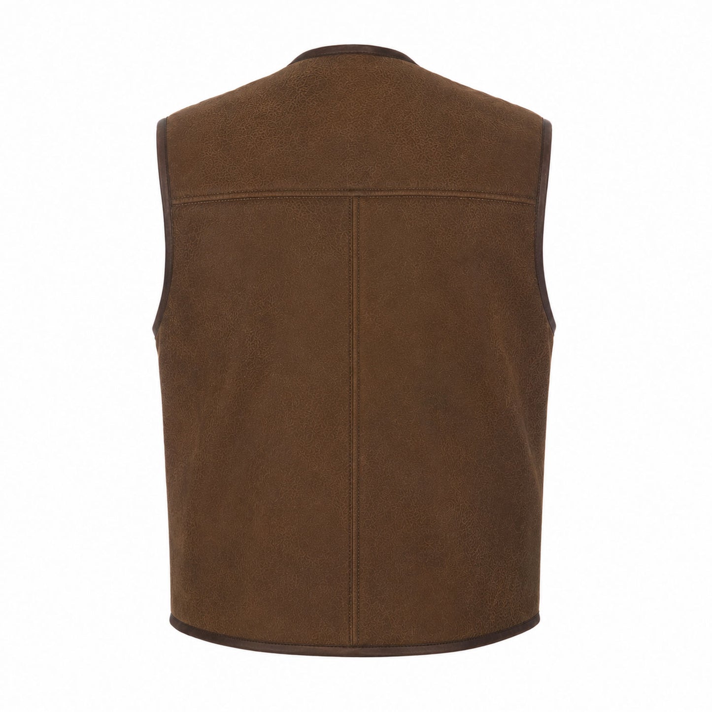 Suede vest faux fur lining interior detail