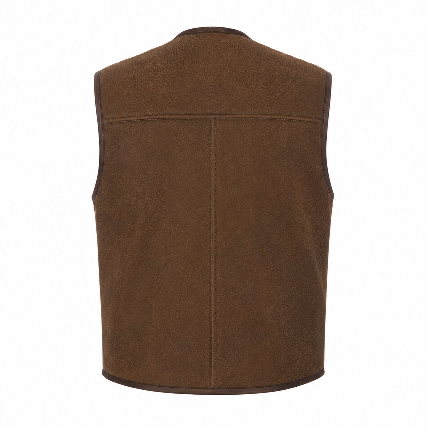 Suede vest faux fur lining interior detail