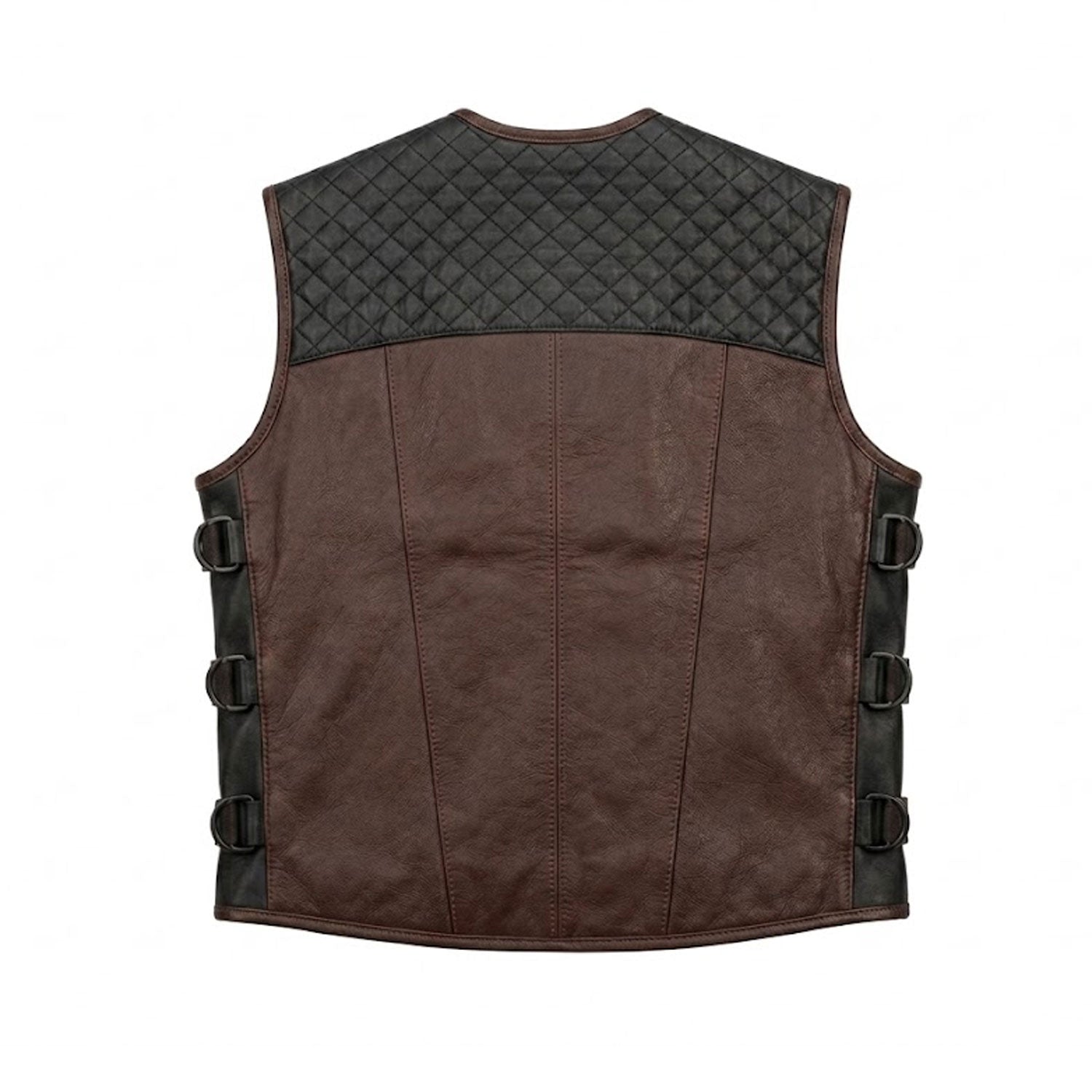 Quilted vest diamond-stitched shoulder panel detail