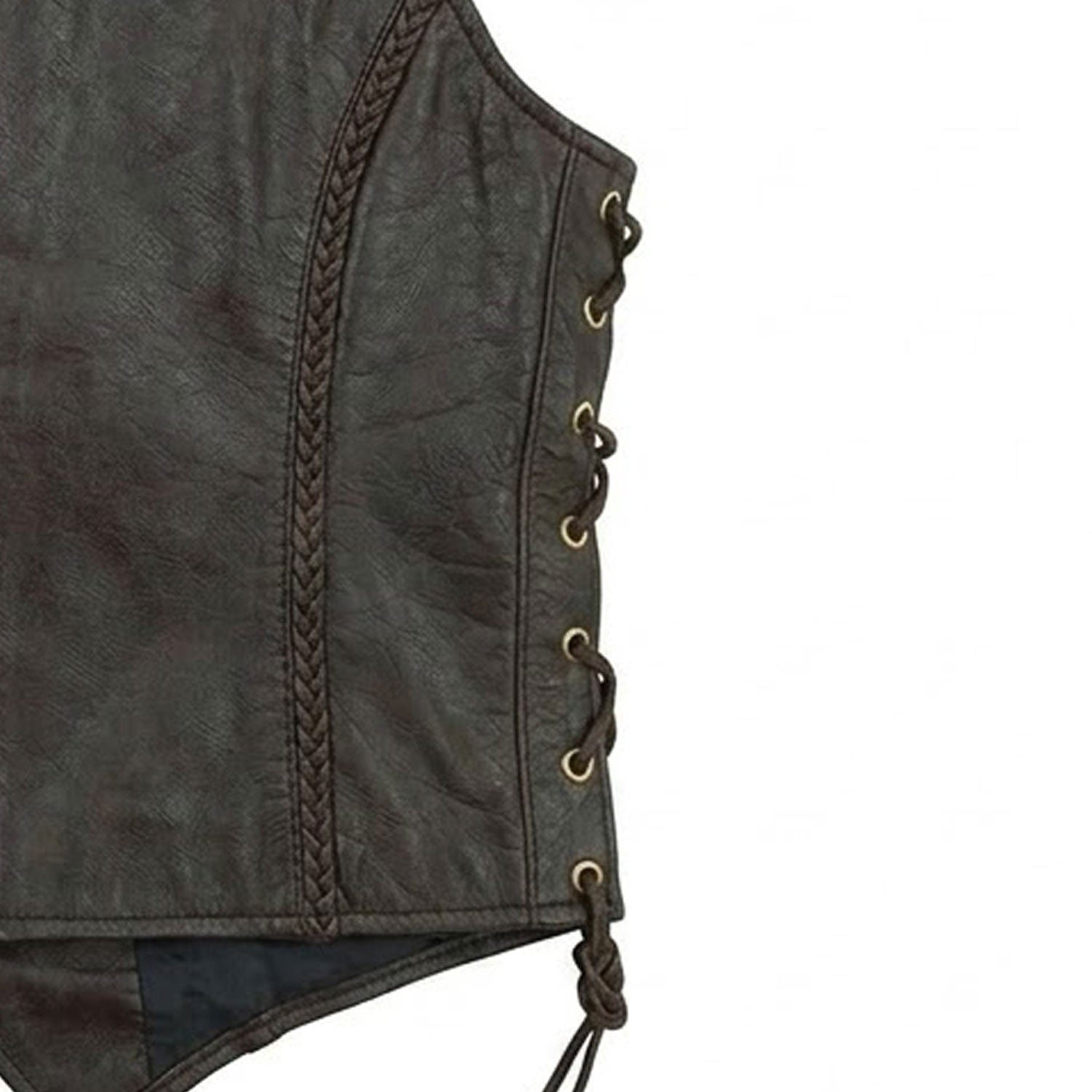 Women's biker vest V-neck snap closure