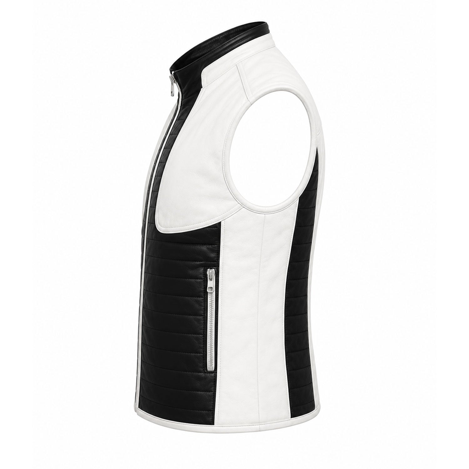 Leather streetwear vest waist pocket close-up