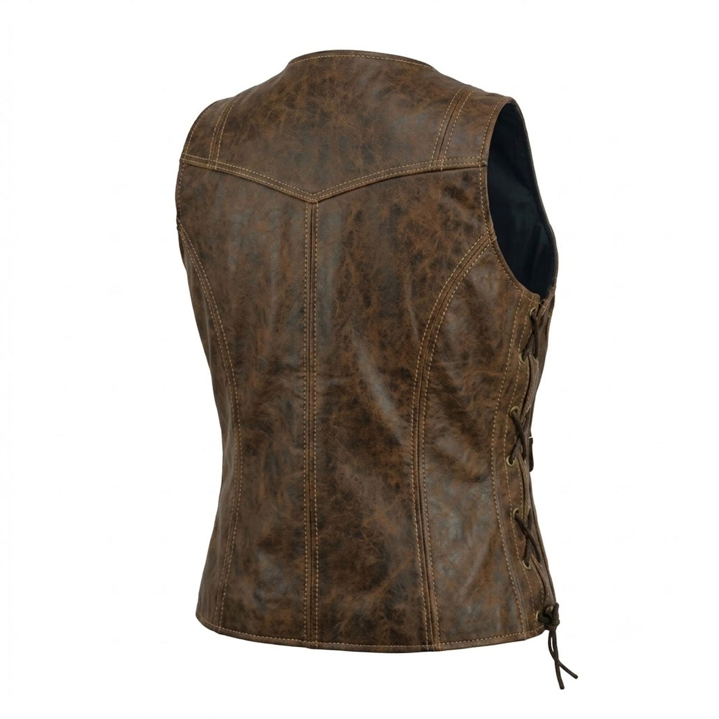  Vintage leather vest side lace adjustment detail