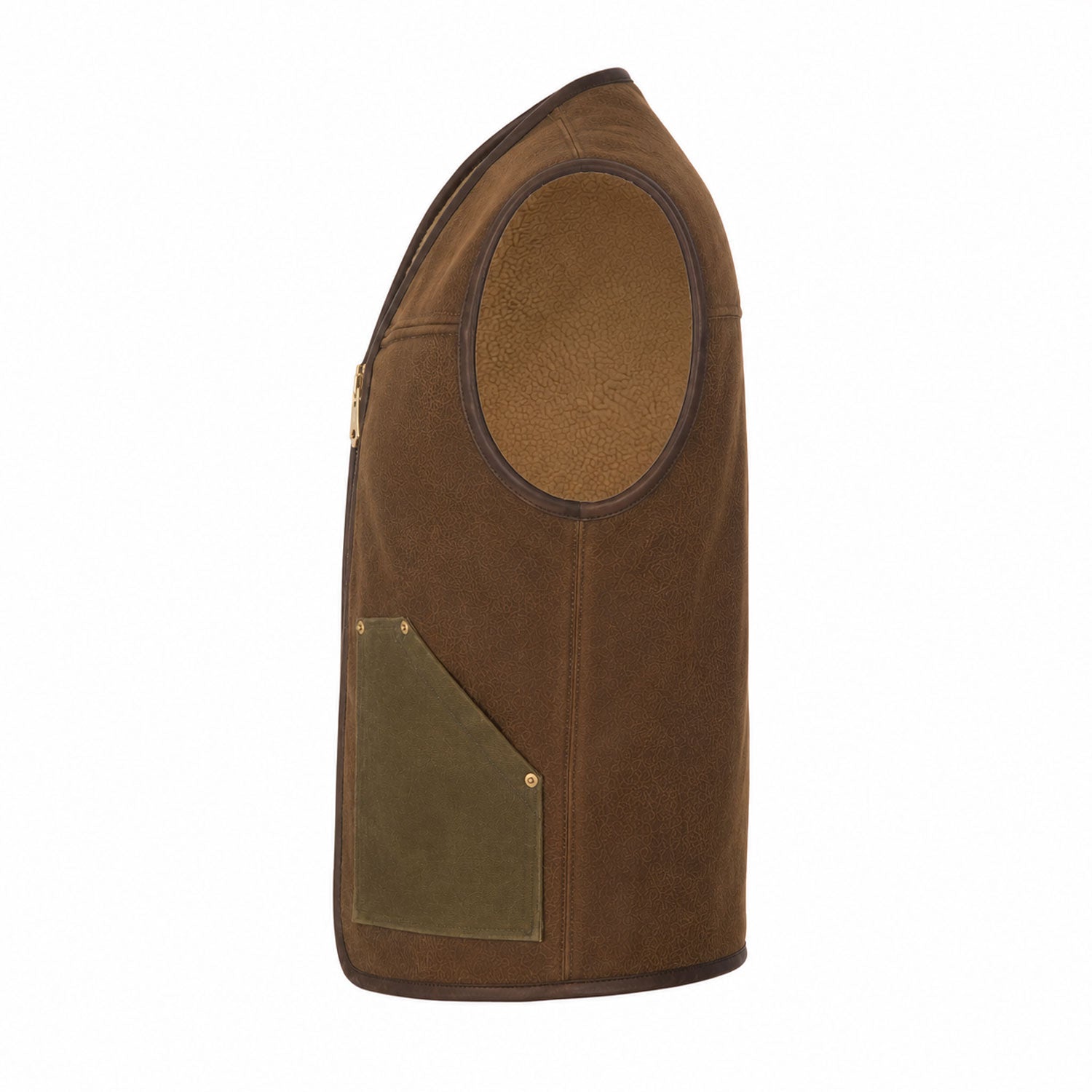 Western leather vest utility patch pocket
