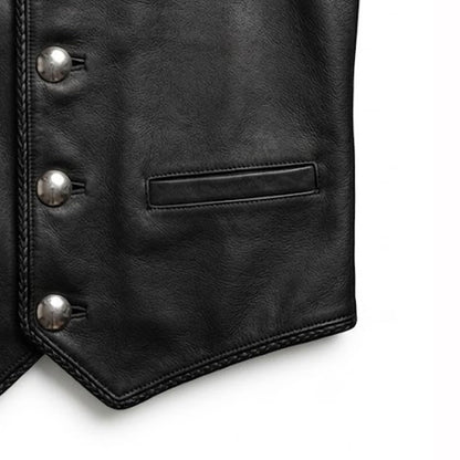 Men's formal leather vest on mannequin