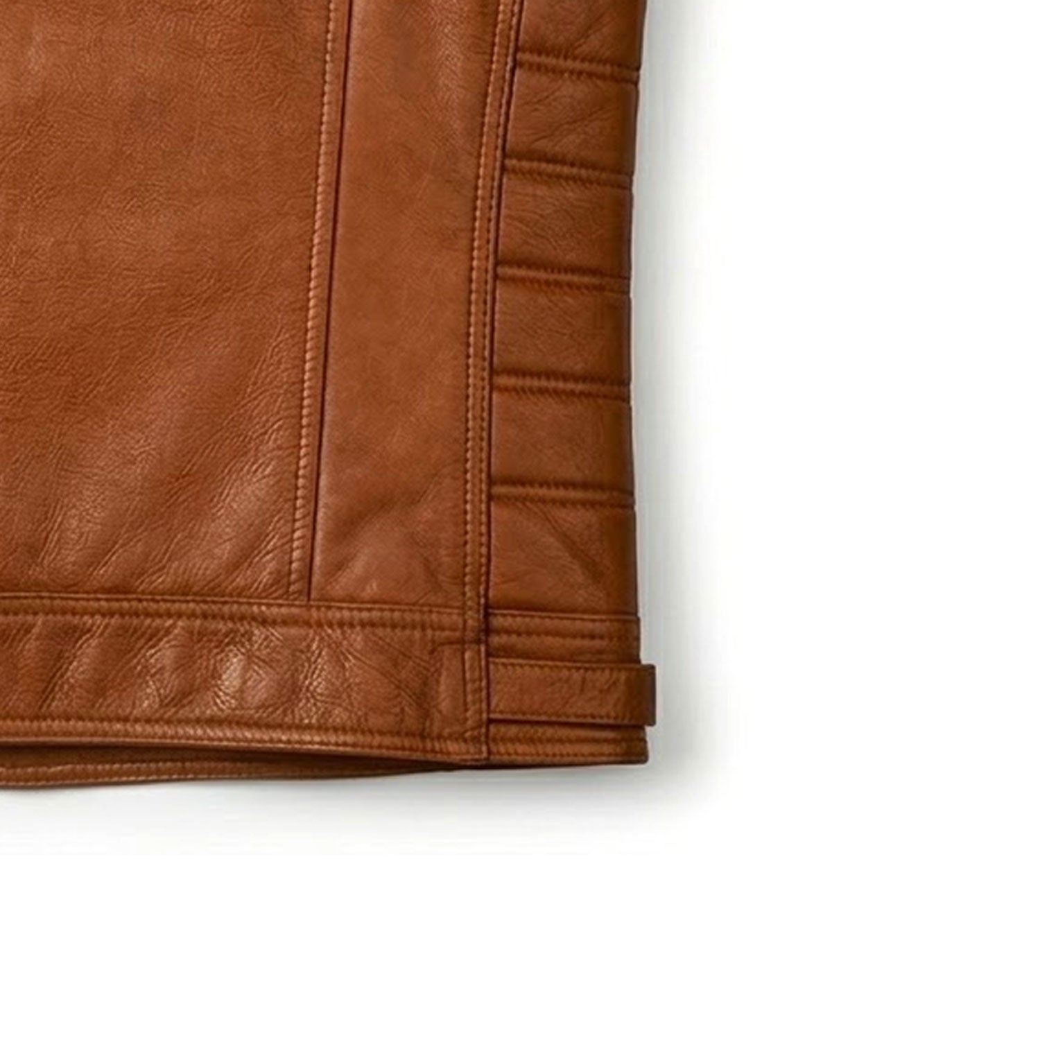 Full grain leather zipper vest full body view
