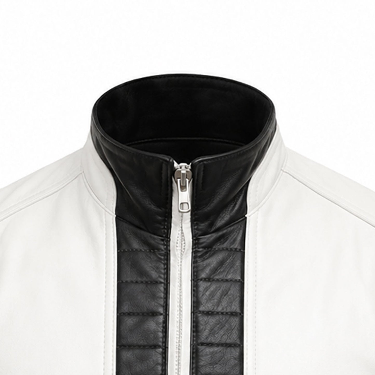 men's black and white leather streetwear vest 