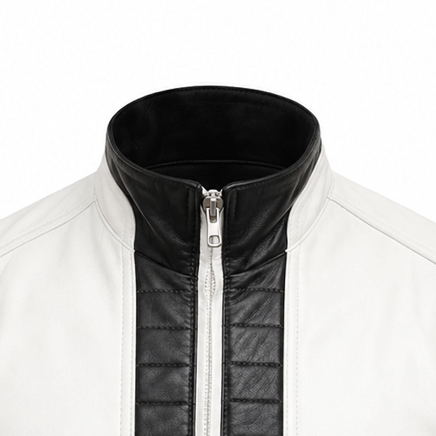 men's black and white leather streetwear vest 