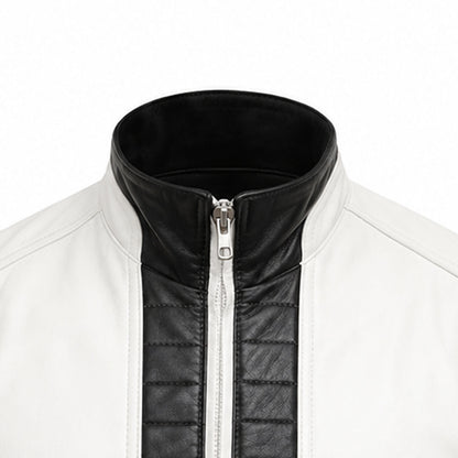 men's black and white leather streetwear vest 