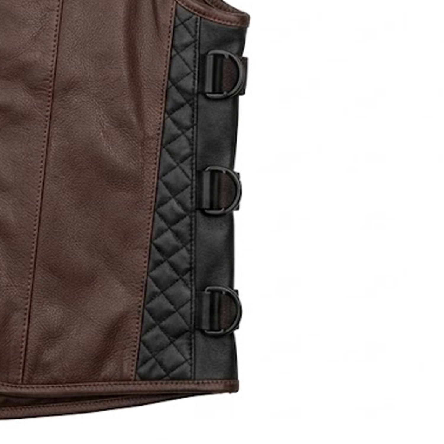 Quilted biker vest full body view on model