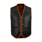 Orange Buffalo Leather Ribbed MC Club Vest – Customizable