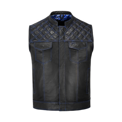 Blue MC club vest interior lining detail