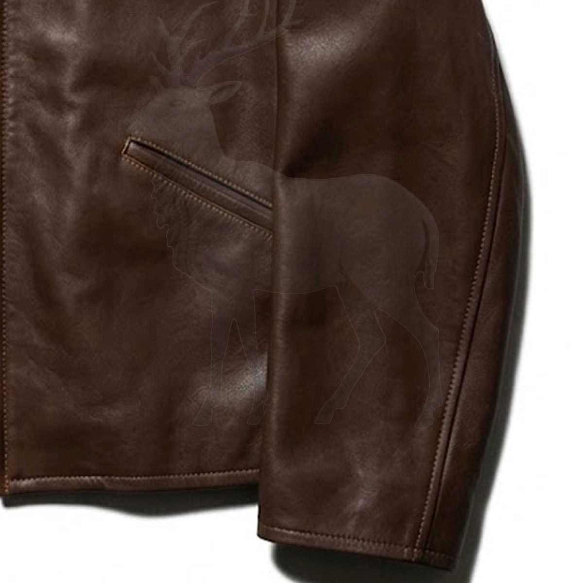 Close up sleeve cuff of men’s brown leather jacket 