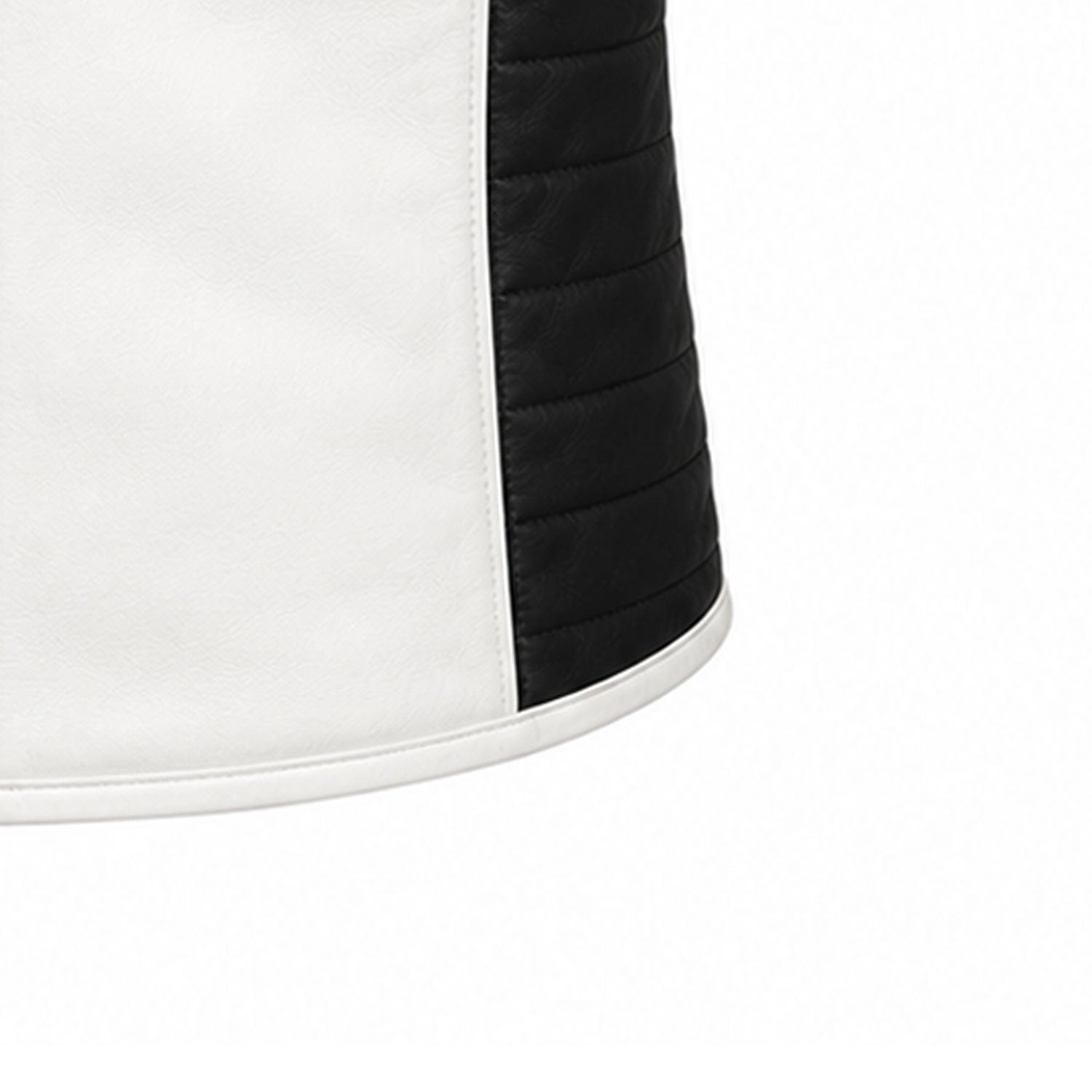 Black white leather vest quilted lining interior