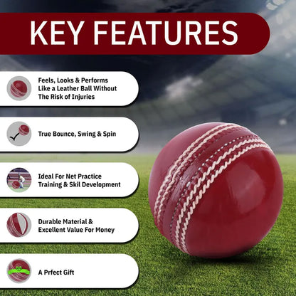Red Leather Cricket Ball – Handmade Match Ball Gift