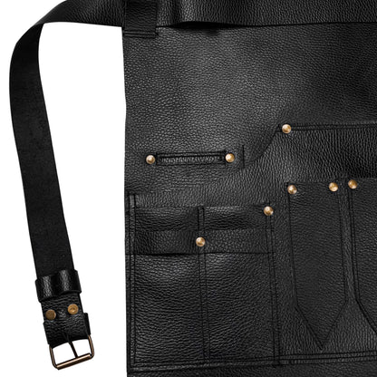 Adjustable waist strap of leather salon apron