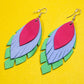 Tri-Petal Leather Earrings - Nubuck Leather