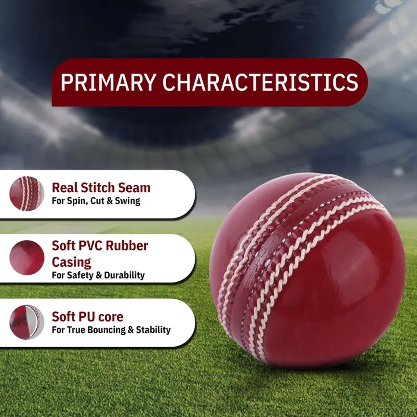 Red Leather Cricket Ball – Handmade Match Ball Gift