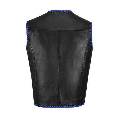 Blue MC club vest adjustable side lace