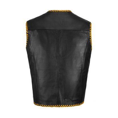 Gold MC club vest embroidery placement area