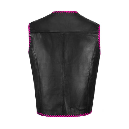 Pink MC vest adjustable side lace close-up