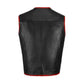 Back view of buffalo leather red motorcycle club vest highlighting smooth finish and clean stitching for patch-ready customization. Perfect for bikers, club members, and motorcycle enthusiasts seeking a durable handmade vest with strong buffalo hide leather and western-inspired road warrior appeal.