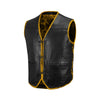 Gold Buffalo Leather Ribbed Vest – Customizable MC Club Vest