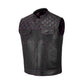 Close-up of a handcrafted Pink Diamond Stitched MC Club Vest made from premium cowhide leather. Featuring bold pink diamond stitching across the chest, durable YKK brass zipper closure, and dual chest pockets, this biker vest is designed for motorcycle club members and road warriors. Fully customizable with patches, colors, and sizes, it makes the perfect choice for men and women riders seeking standout biker gear.