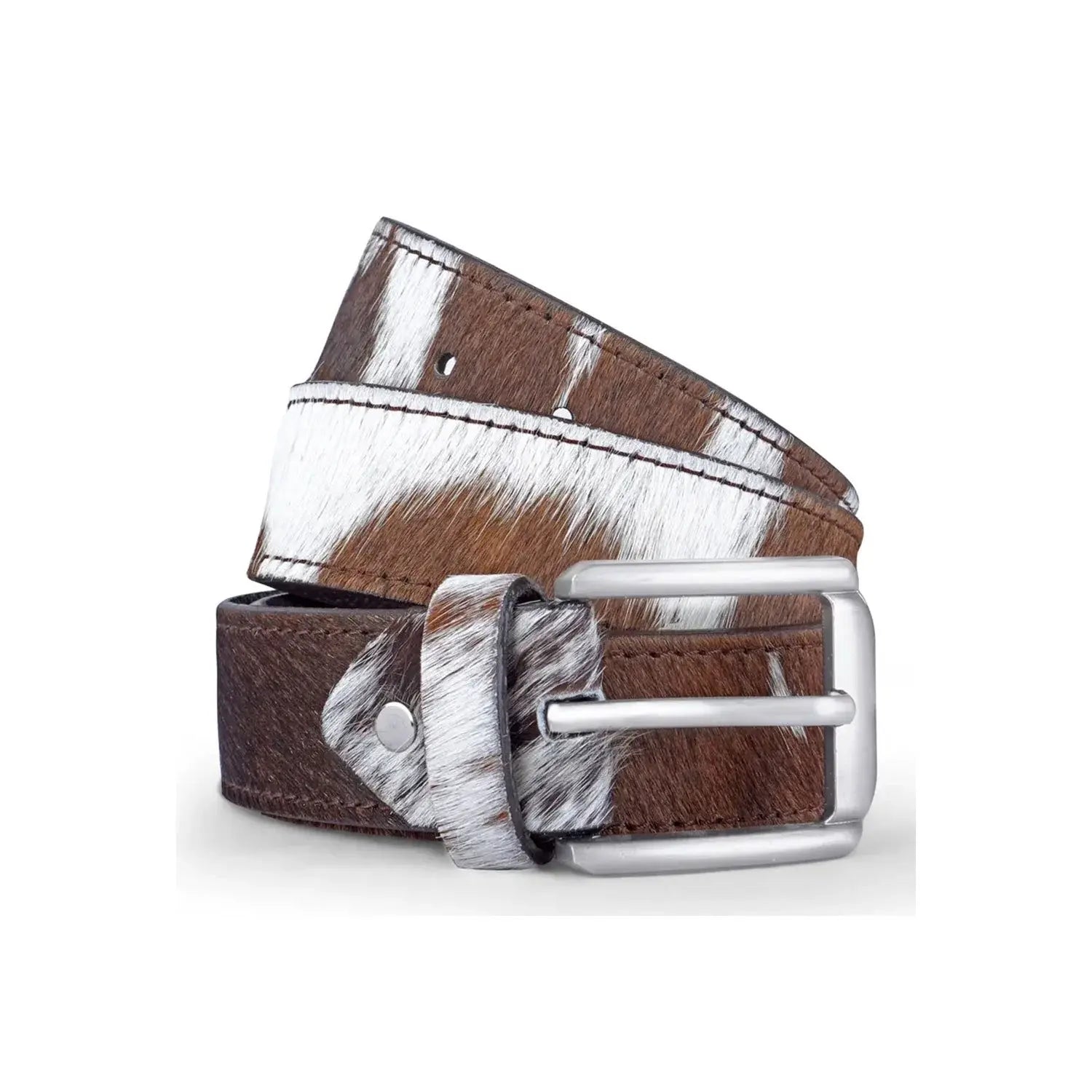 Genuine Hair-On Cowhide Leather Belt — Handmade by Leatherton
