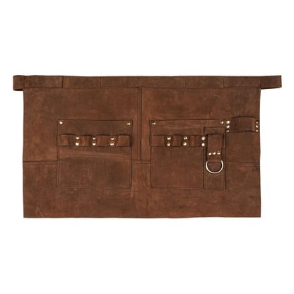 Adjustable leather waist apron for barbers and servers.